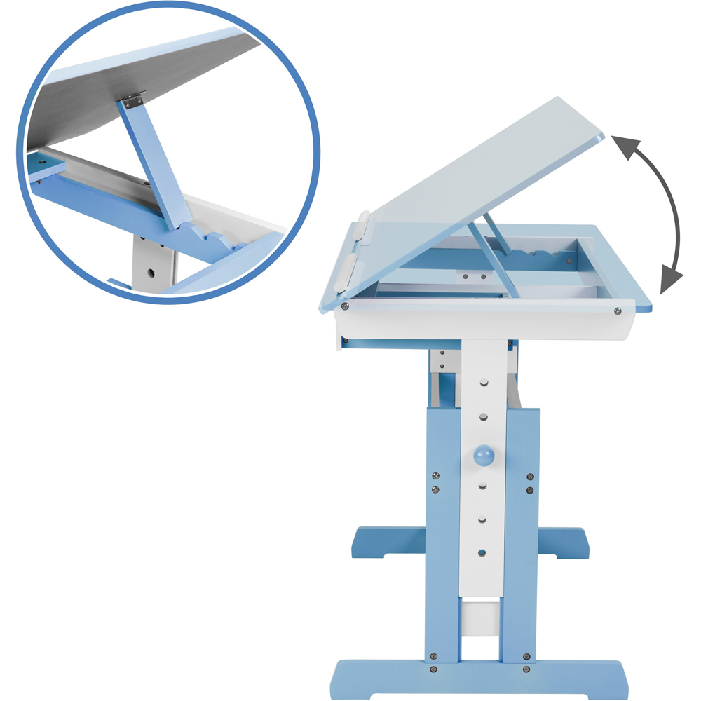 tectake 6 Drawer Blue Height Adjustable Kids Desk Image 5