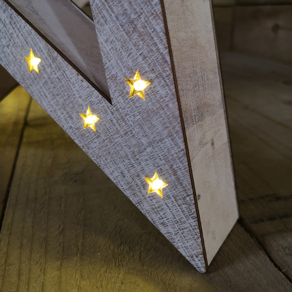 Samuel Alexander Wooden Star 60 Warm White LED Christmas Decoration 2 Pack Image 4