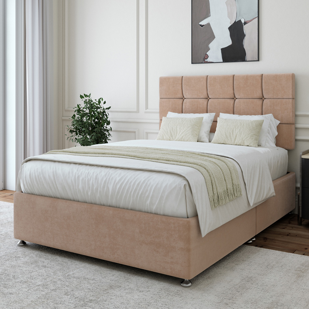 Bedmaster Super King Size Mink Naples Velvet Divan Base with Pearl Headboard Image 1