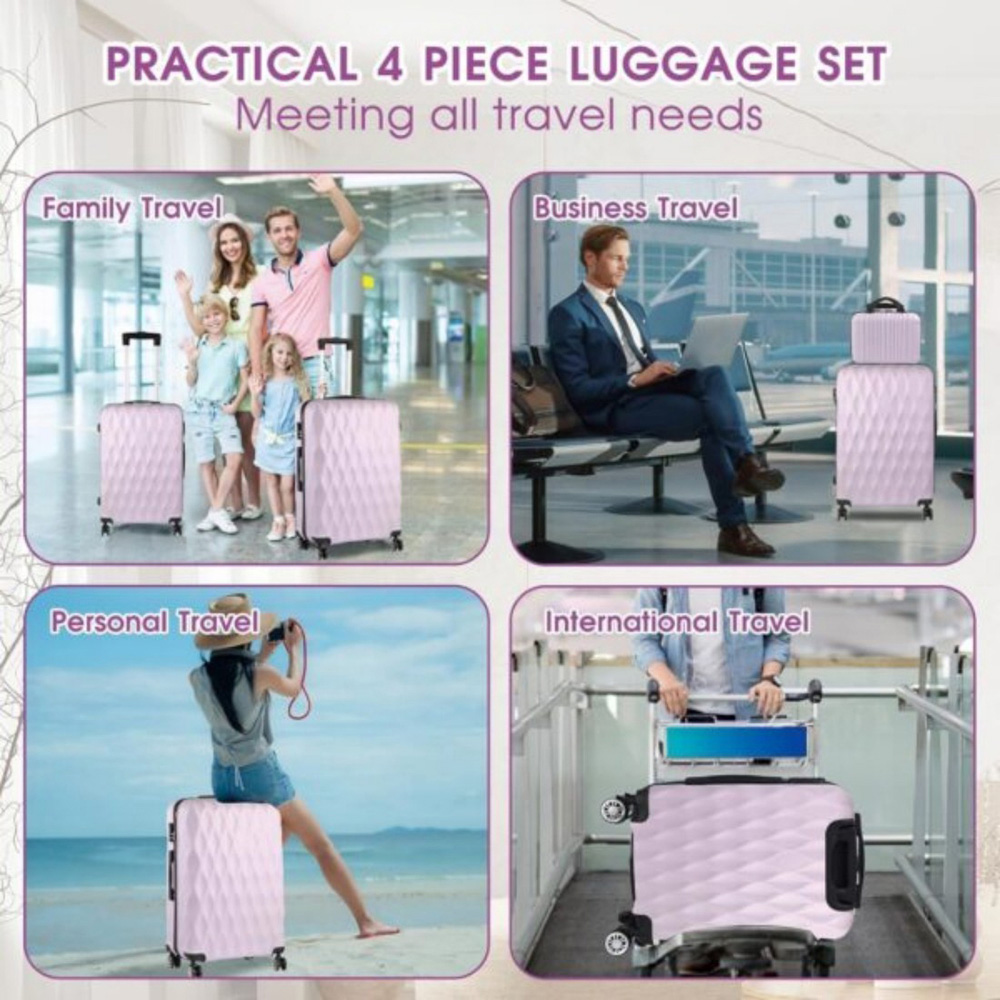 Willowmare 4-Piece Purple Travel Luggage Set Image 6
