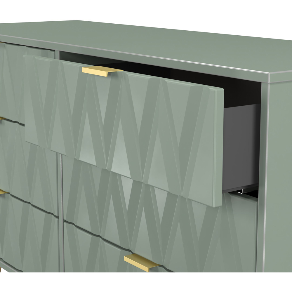 Crowndale Diamond 6 Drawer Reed Green Wide Chest of Drawers Ready Assembled Image 6