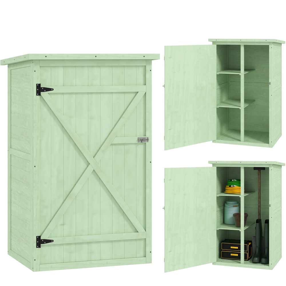 Outsunny 2.2 x 1.6ft 2 Shelf Green Garden Storage Shed Image 3