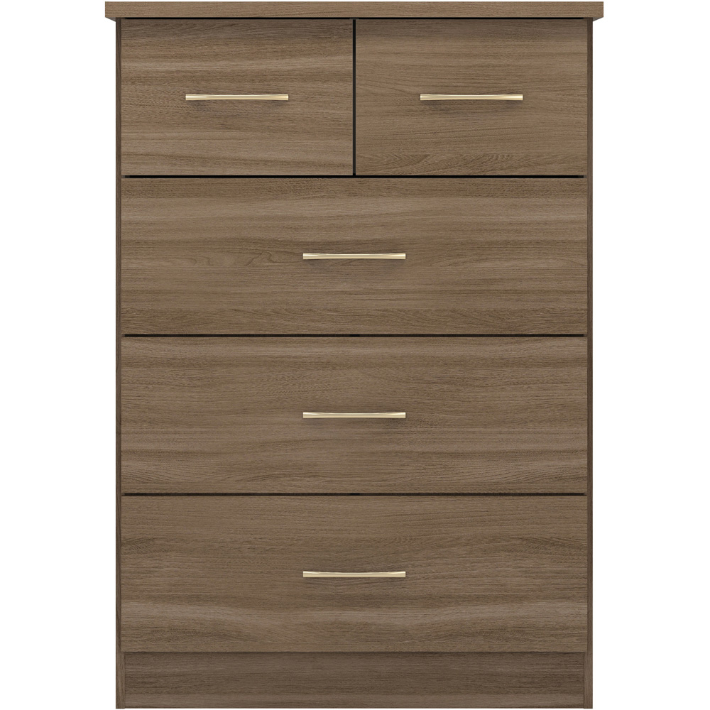 Seconique Nevada 5 Drawer Rustic Oak Chest of Drawers Image 3