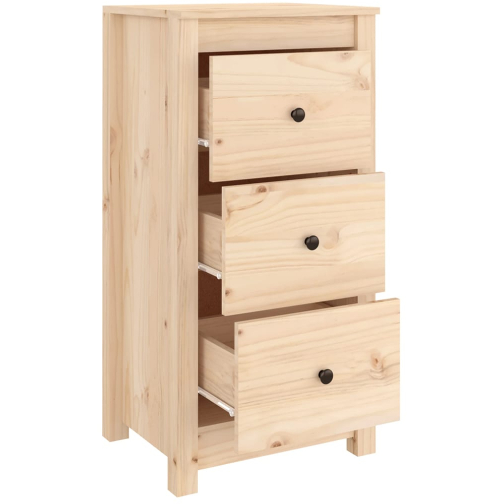 vidaXL 3 Drawer Natural Pine Wood Sideboard Image 7