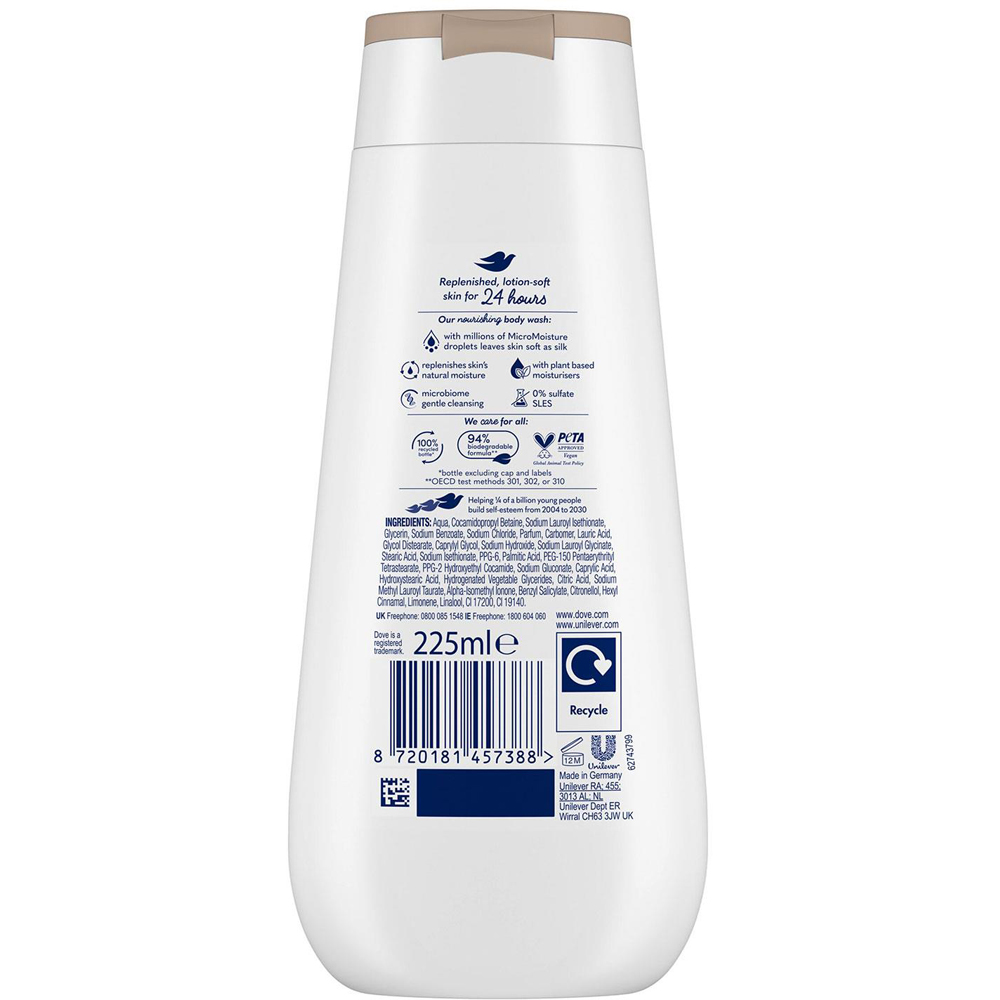 Dove Advanced Care Nourishing Silk Body Wash 225ml 12 Pack Image 3