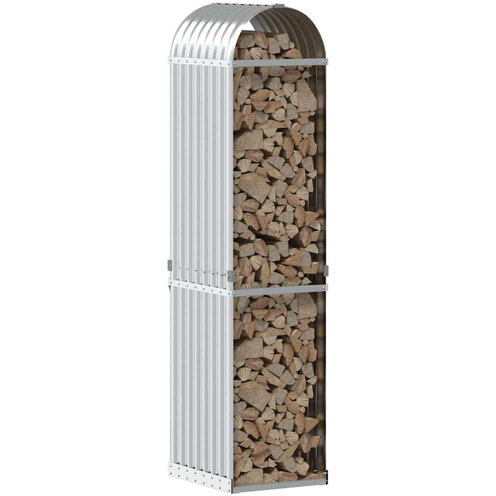 vidaXL Silver Galvanised Steel Firewood Log Holder 170 x 40 x 45cm Image 2