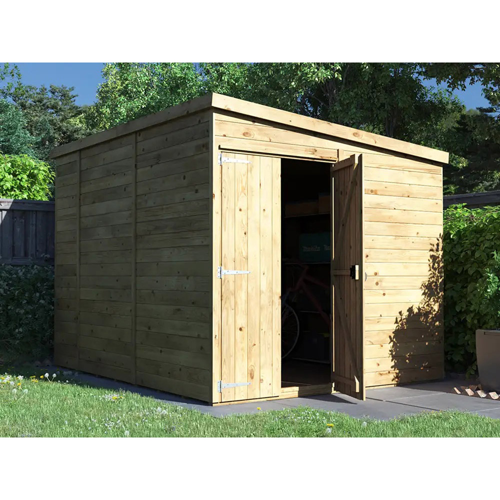 Dunster House Overlord 8 x 10ft Modular Brown Timber Pent Garden Shed Image 2