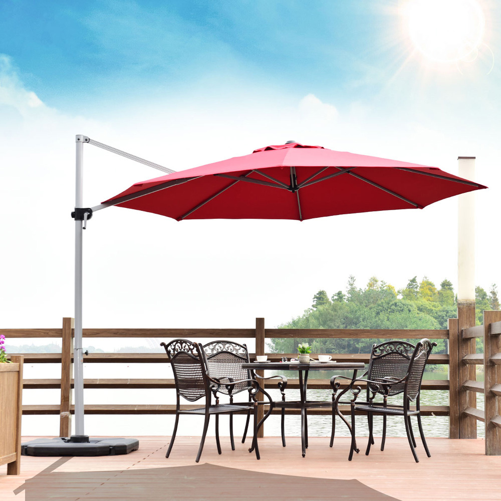 Costway Red Crank and Tilt Cantilever Parasol 3.3m Image 2
