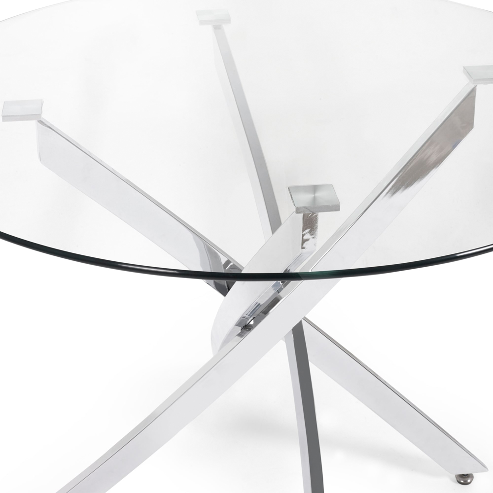 Julian Bowen Anderson 4 Seater Round Glass Dining Table Chrome Image 3