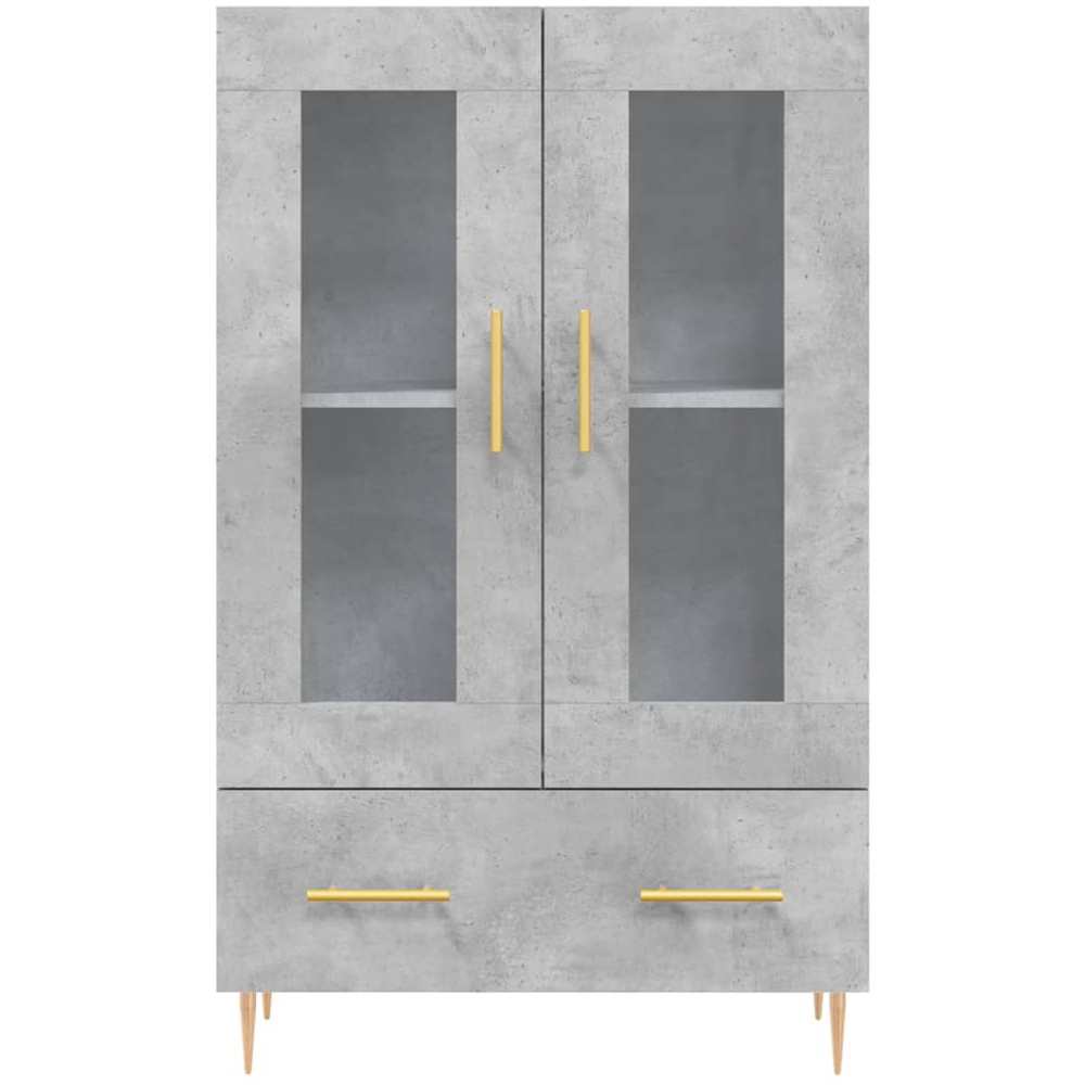 vidaXL 2 Glass Door Single Drawer Concrete Grey Highboard Image 6