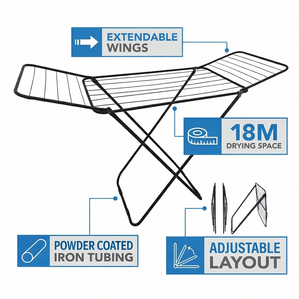 House Of Home Extendable Wing Airer Image 5