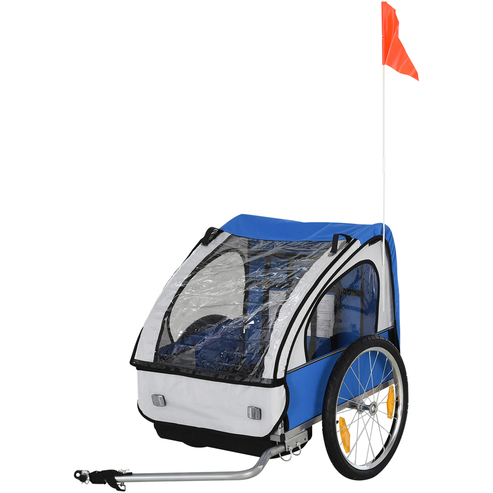 Tommy Toys 2 Seater Blue Kids Bike Trailer with Seat Belt Image 1