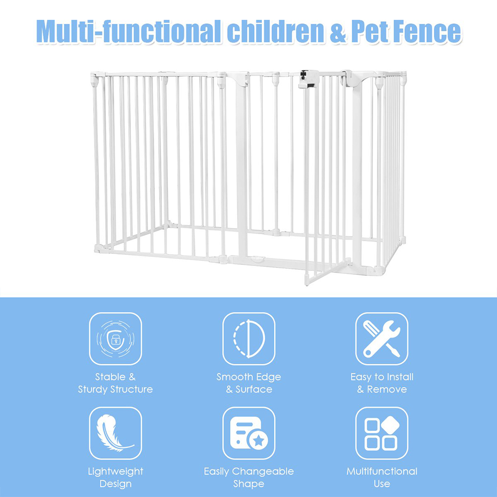 Costway White 8 Panel Metal Foldable Kids Playpen Image 7