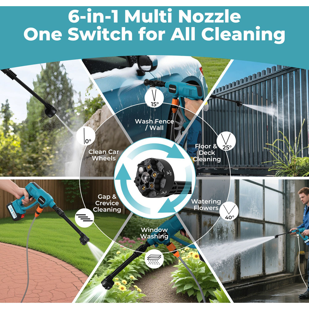 Traderight HW0296-UK 50 Bar Cordless Handheld Car Pressure Washer with Accessories Image 6