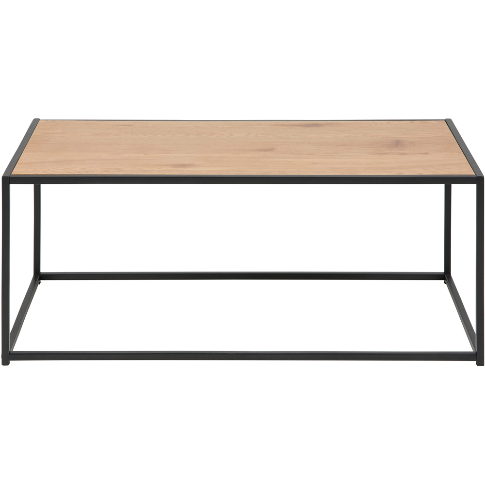Florence Seaford Oak and Black Metal Coffee Table Image 3