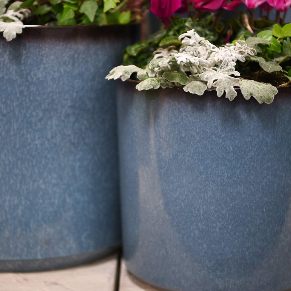 Garden Gear Cylinder Glazed Planter 36cm 2 Pack Image 2