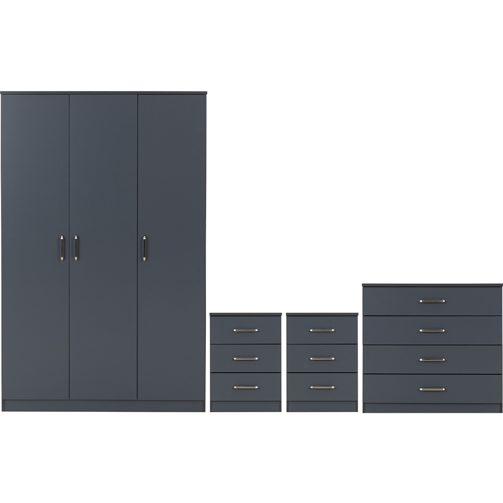 Seconique Dakota 3 Door Wardrobe Dark Grey Bedroom Furniture Set Image 2