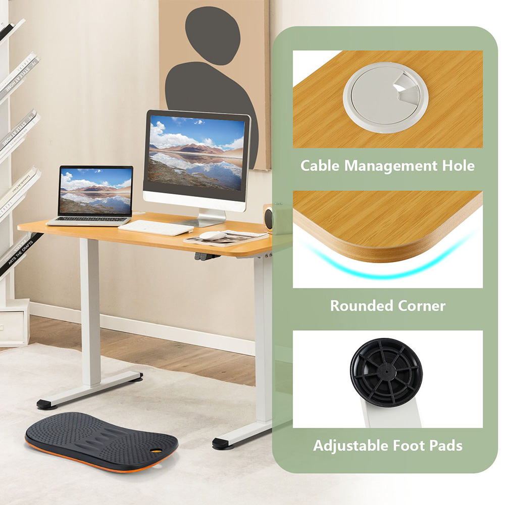 Costway Electric Height Adjustable Standing Desk with Button Controller Natural Image 7