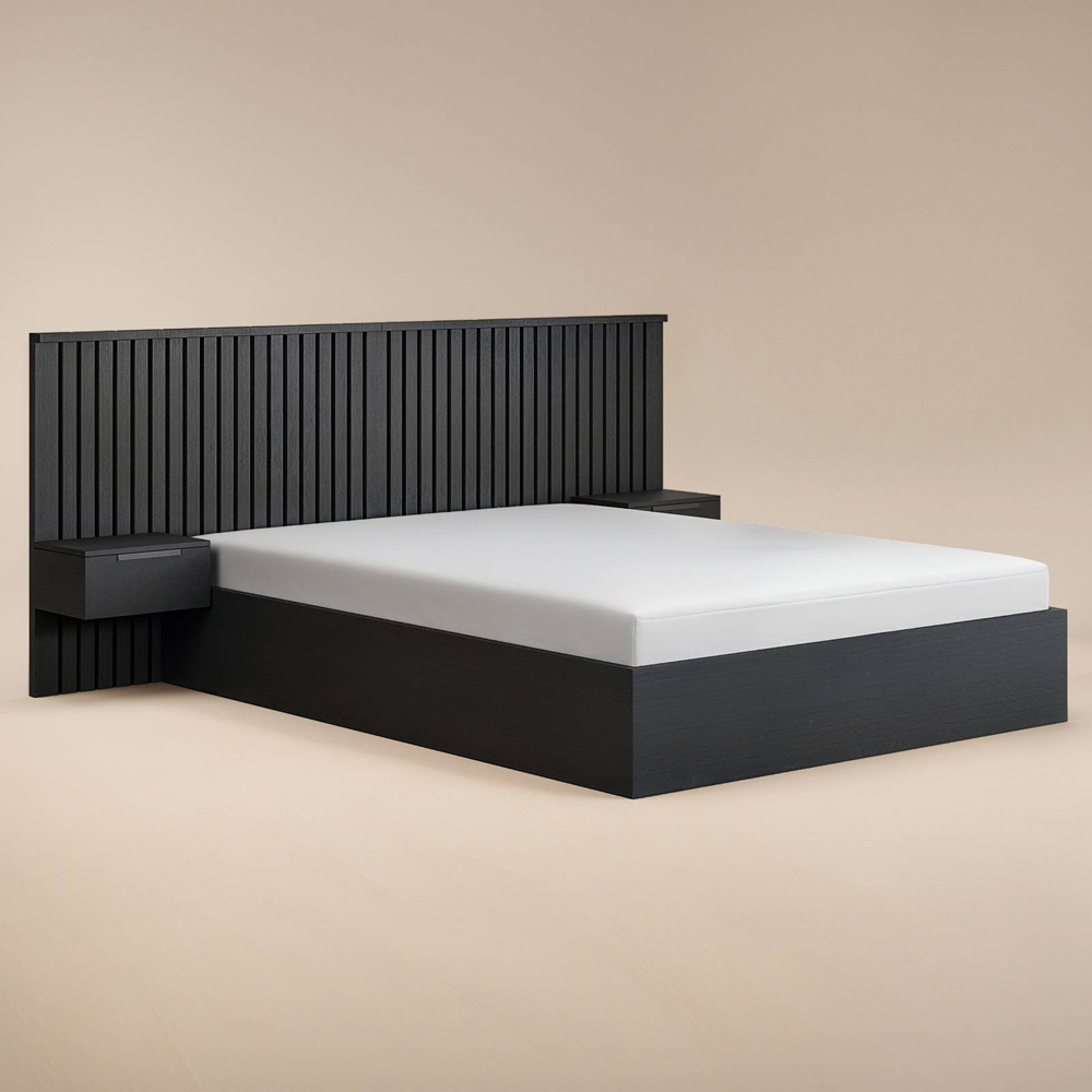 Solace+Co Taylor Double Black Hotel Ottoman Bed with Side Table Image 2