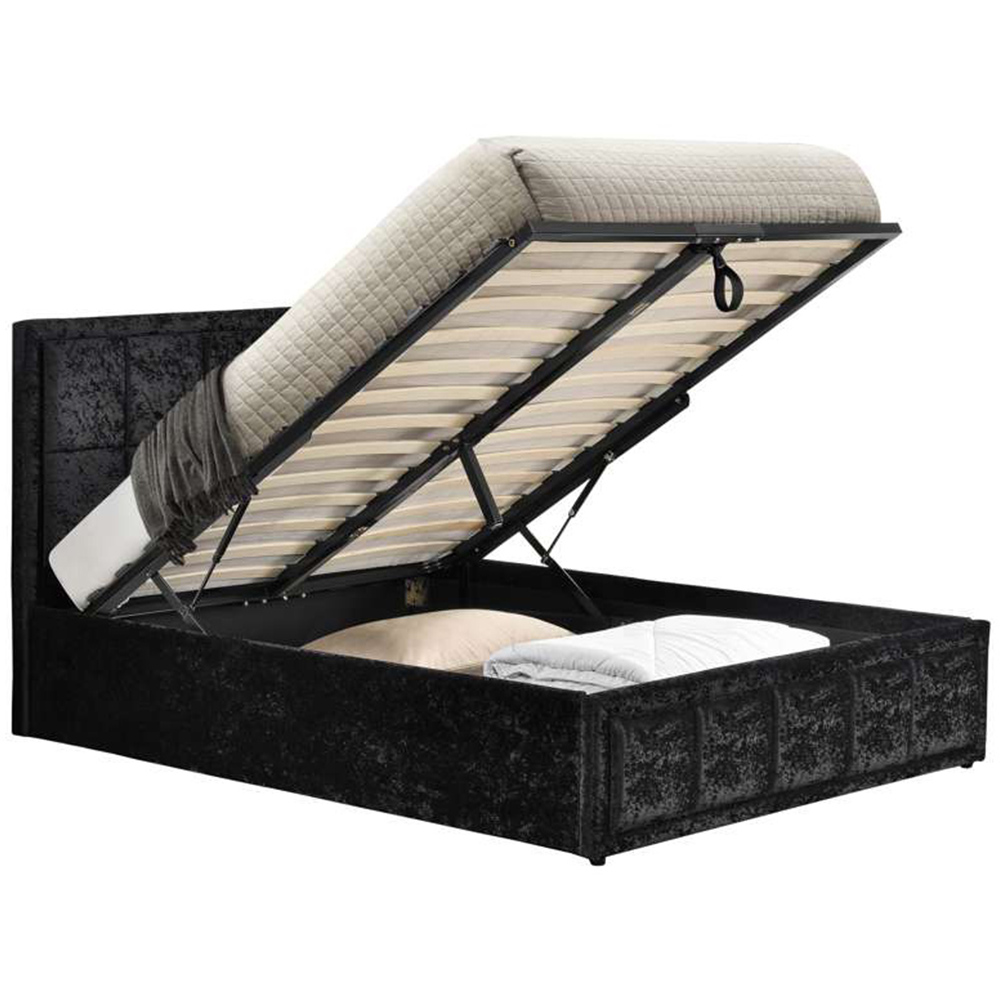 Hannover King Size Black Crushed Velvet Ottoman Bed Frame Image 3