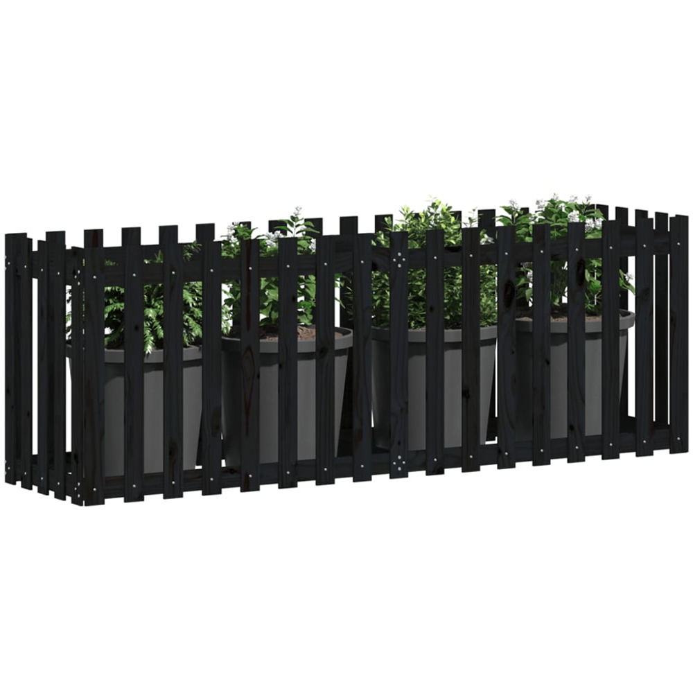 vidaXL Black Pine Wood Raised Garden Bed 70 x 50 x 200cm Image 2