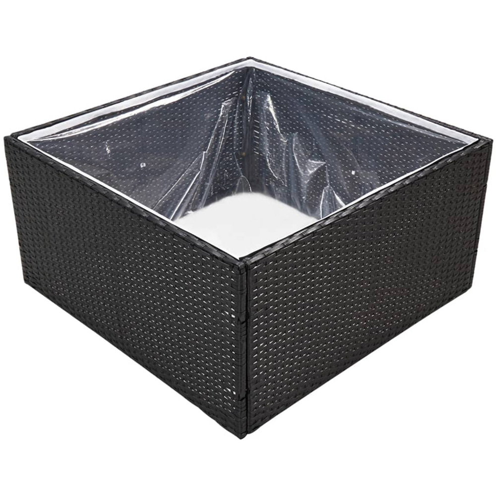 vidaXL Black PE Rattan Steel Frame Raised Garden Planter with Inner Bag 40 x 80 x 80cm Image 2