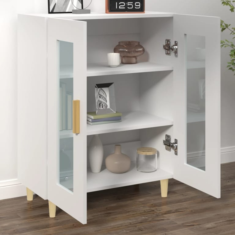 vidaXL 2 Glass Door White Sideboard Image 1