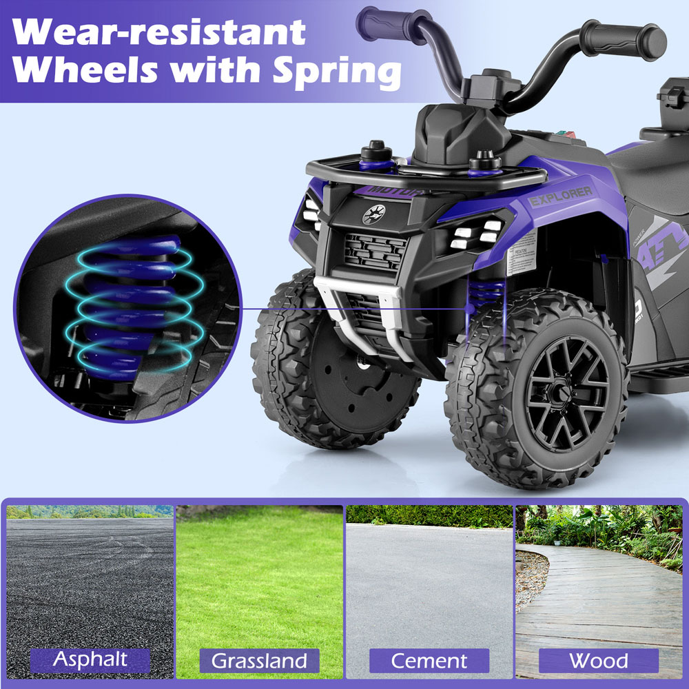 Costway Kids Purple Electric Quad Bike with Spray Function and Storage Box 6V Image 7