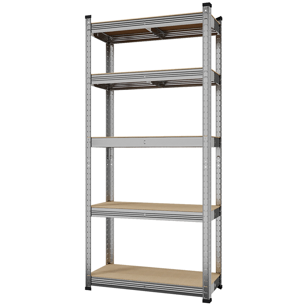 Living and Home 5 Shelf Silver Galvanised Steel Shelving Unit Image 2