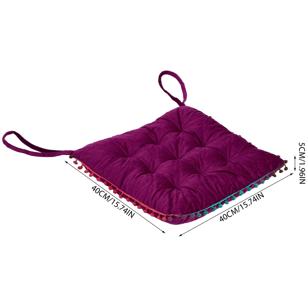 Living and Home Magenta Soft Chair Cushion with Pom Pom Trim 40 x 40cm Image 8