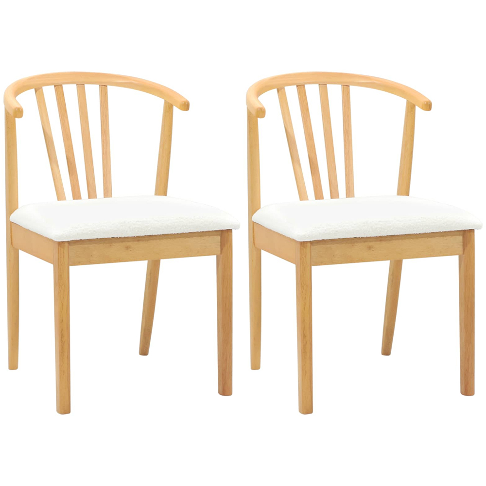 vidaXL Set of 2 Natural and White Rubberwood Vintage Dining Chairs Image 8