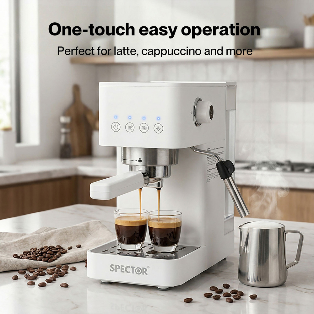 Spector COFF1006-WH-UK 20 Bar Coffee Machine Maker 1350W Image 5