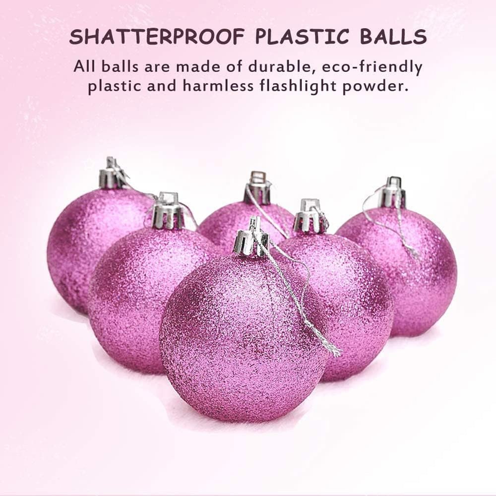 Shatchi 6cm Pink Shatterproof Christmas Bauble 6 Pack Image 5