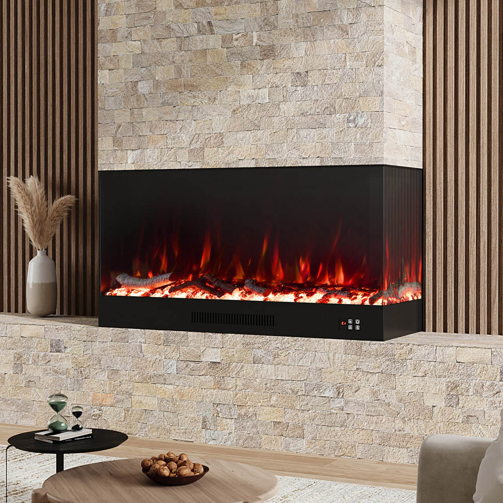 Living and Home Black Recessed Electric Fireplace with Remote Control 46 inch Image 7