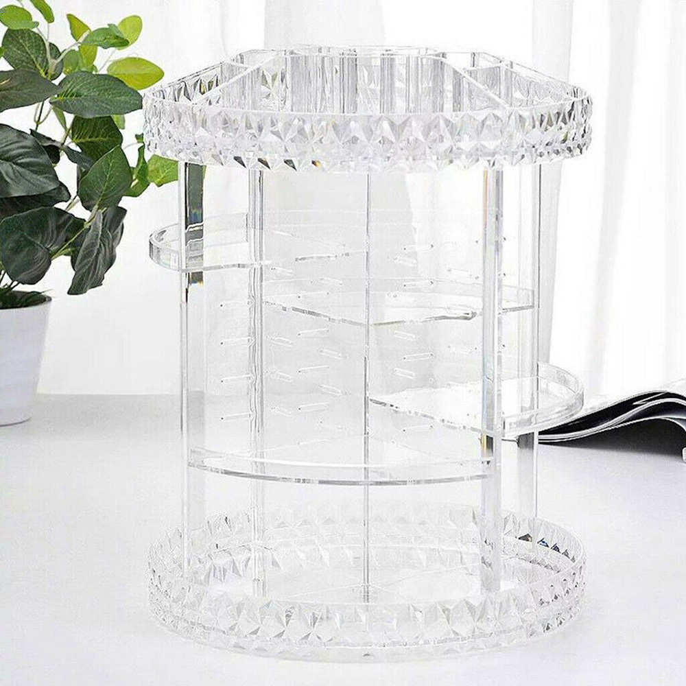 Living and Home Transparent Acrylic Rotating Cosmetic Organizer Image 6