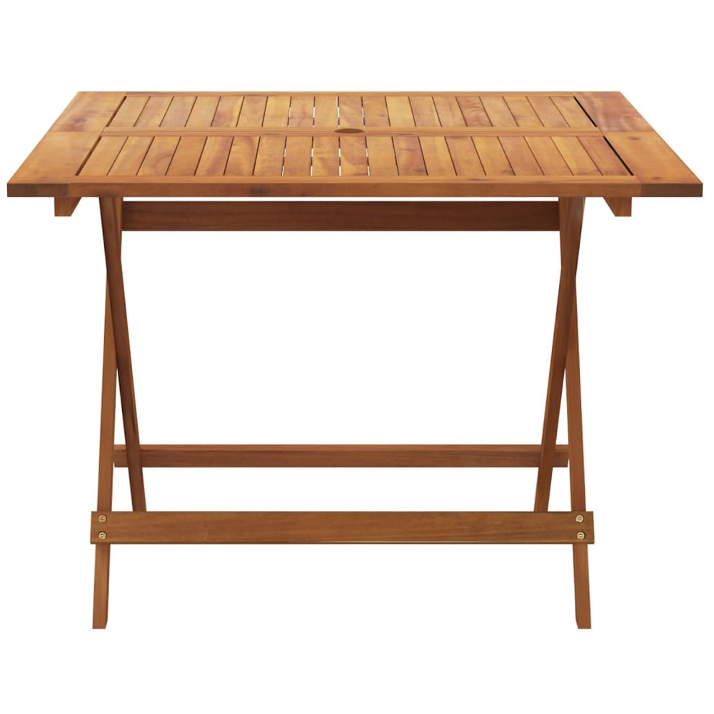 Walplus 4 Seater Foldable Solid Wood Acacia Garden Table with Parasol Hole Image 4