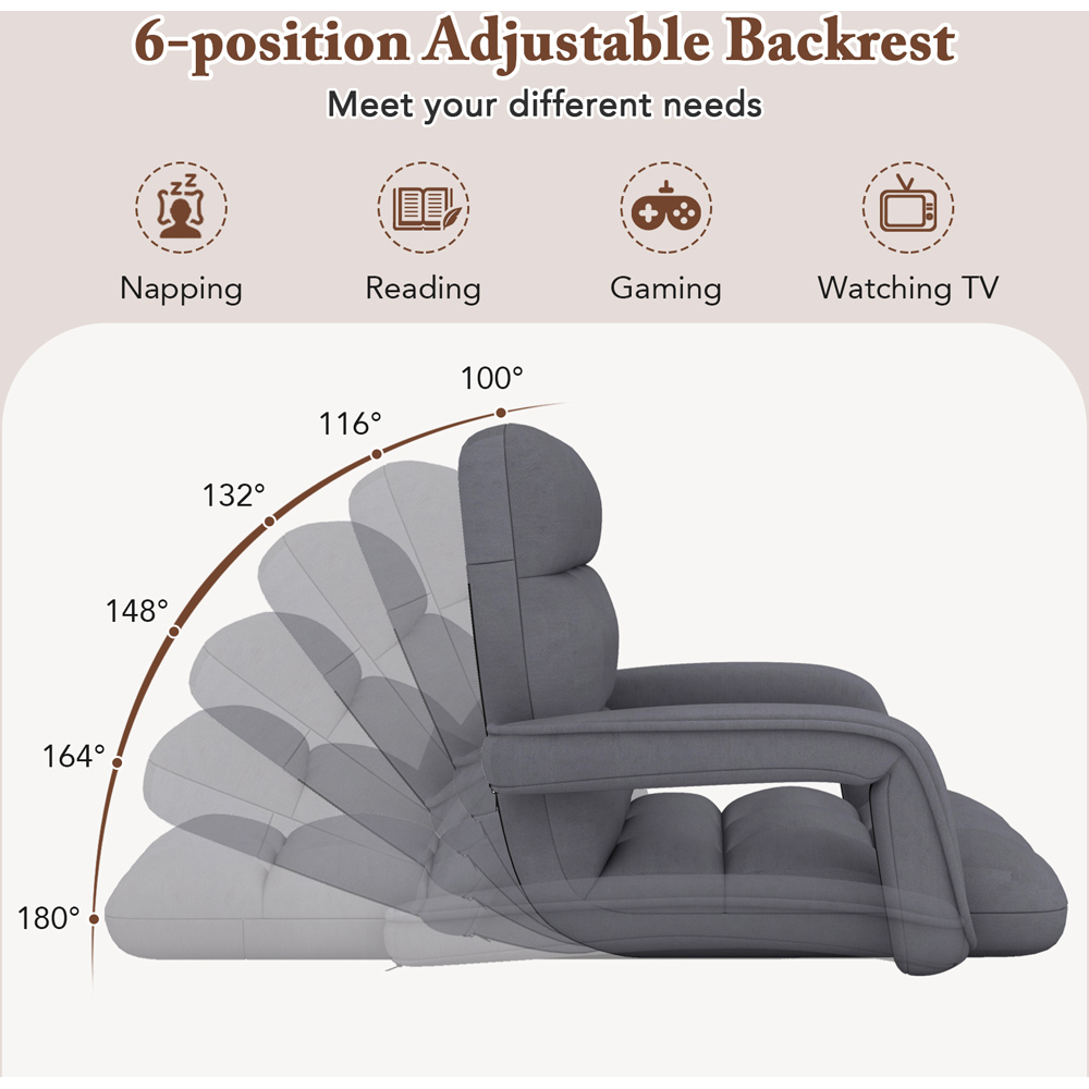 Costway Grey 6 Position Adjustable Floor Gaming Chair Image 7