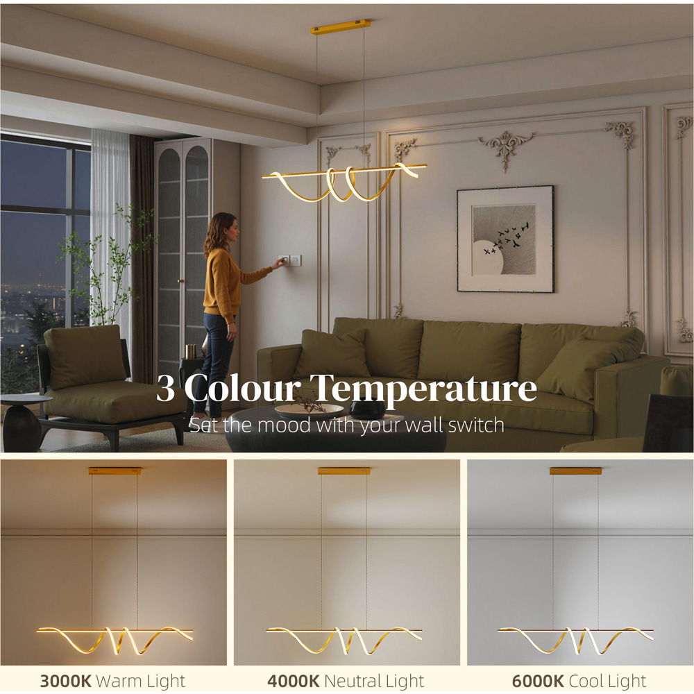 Portland Gold Tone LED Pendant Light Image 6