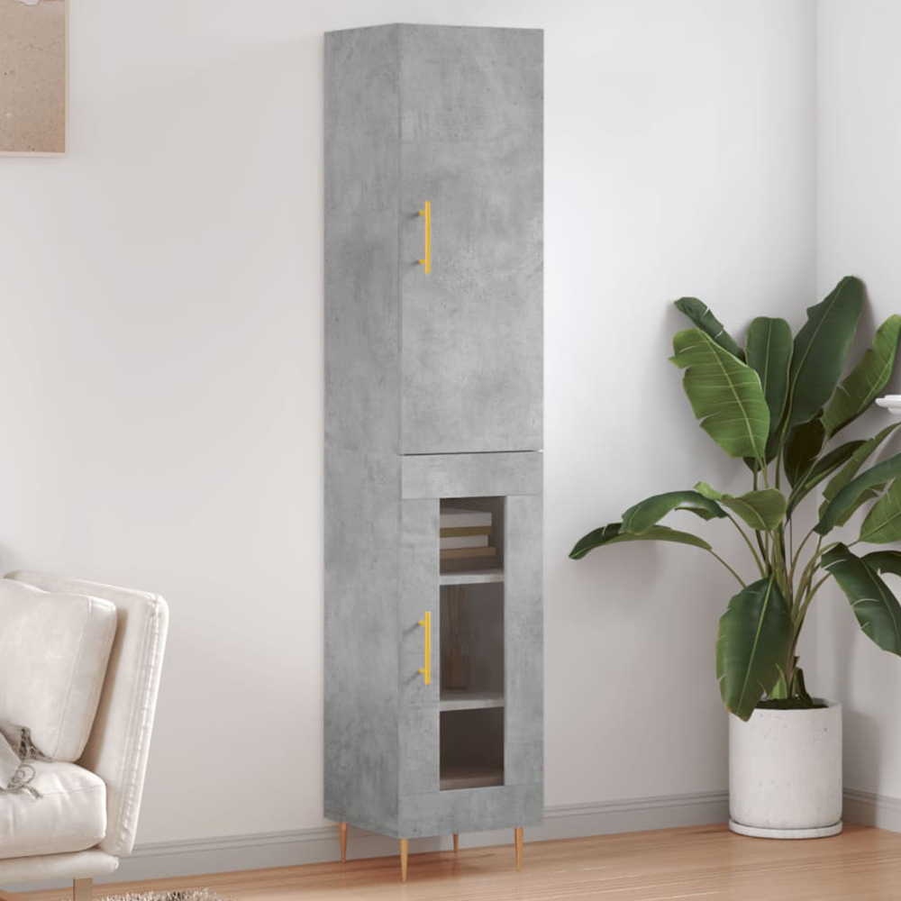 vidaXL 2 Door Concrete Grey Highboard Image 1