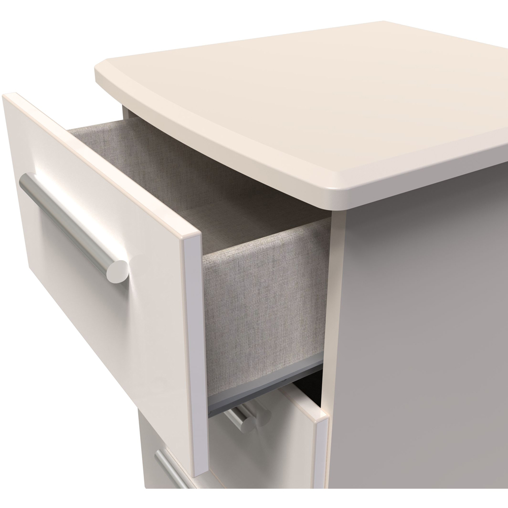 Crowndale Knightsbridge 3 Drawer Kashmir Gloss Bedside Cabinet Ready Assembled Image 6