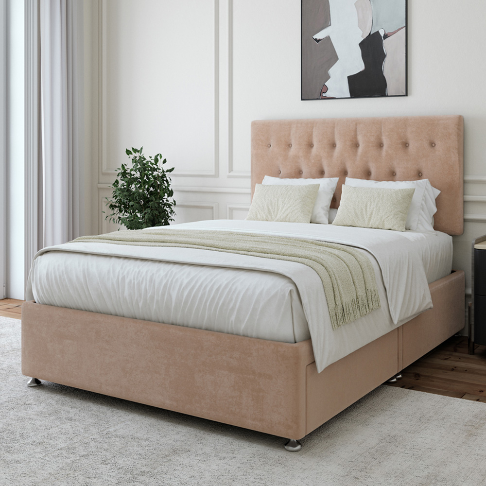 Bedmaster Super King Mink Naples Linen 2 Drawer Divan Base with Lona Headboard Image 1