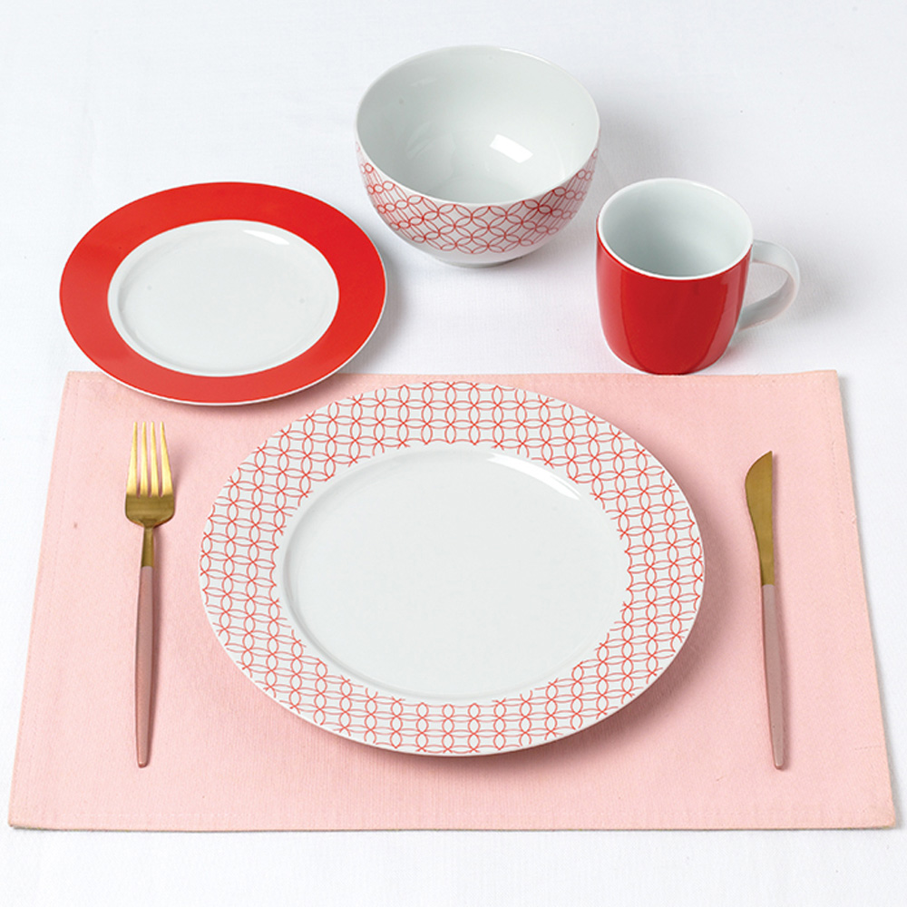 Waterside Geo Red and White 16 Piece Dinner Set Image 2
