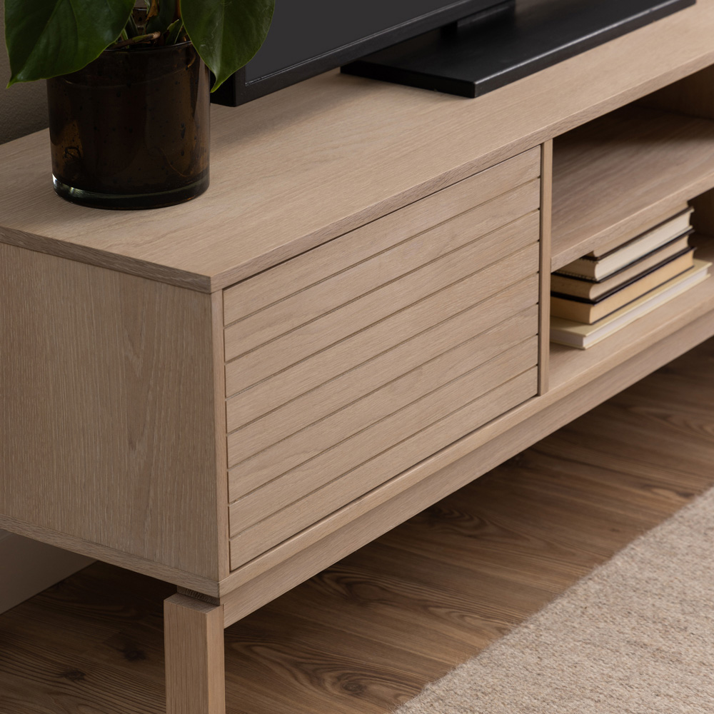 Florence Linley 2 Door 6 Shelf White Oak TV Unit Image 7