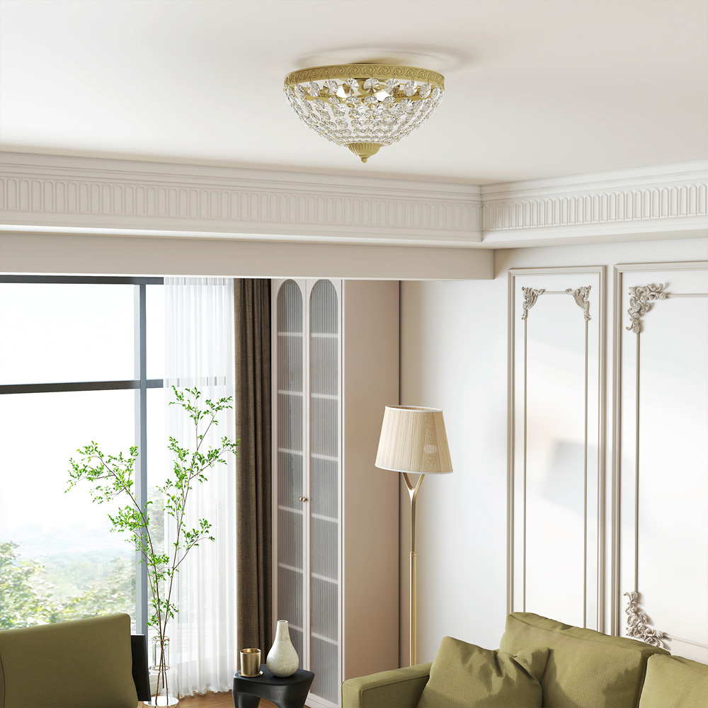 HOMCOM Gold Chandelier Crystal Ceiling Light Image 4