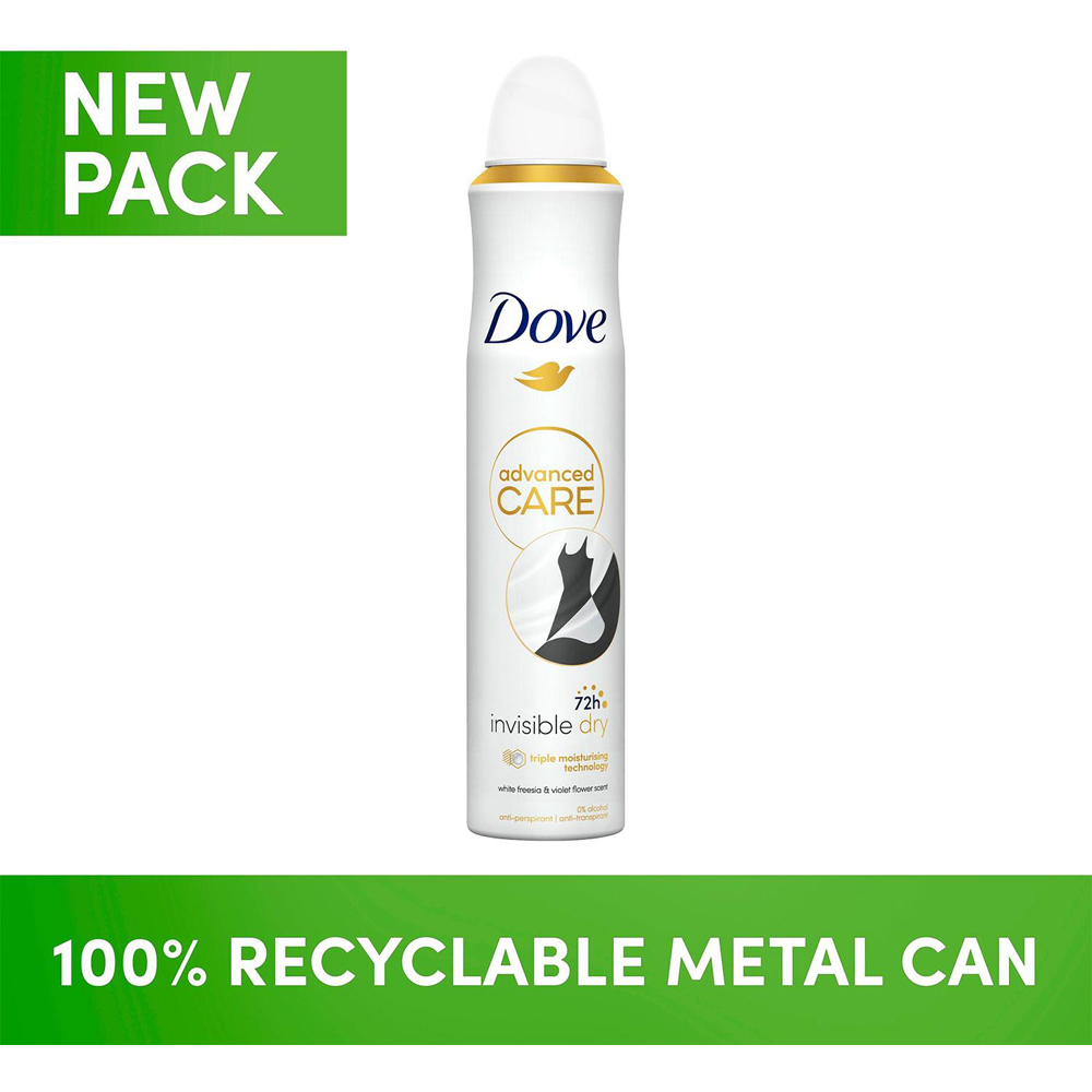 Dove Advanced Care Invisible Dry Anti-Perspirant Deodorant Spray 200ml 12 Pack Image 7