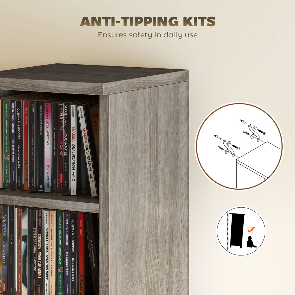 Portland 6 Shelf Distressed Grey Adjustable CD Storage Unit Set of 2 Image 6