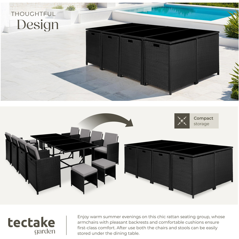 tectake Palma 12 Seater Rattan Garden Dining Set Grey and Black Image 4