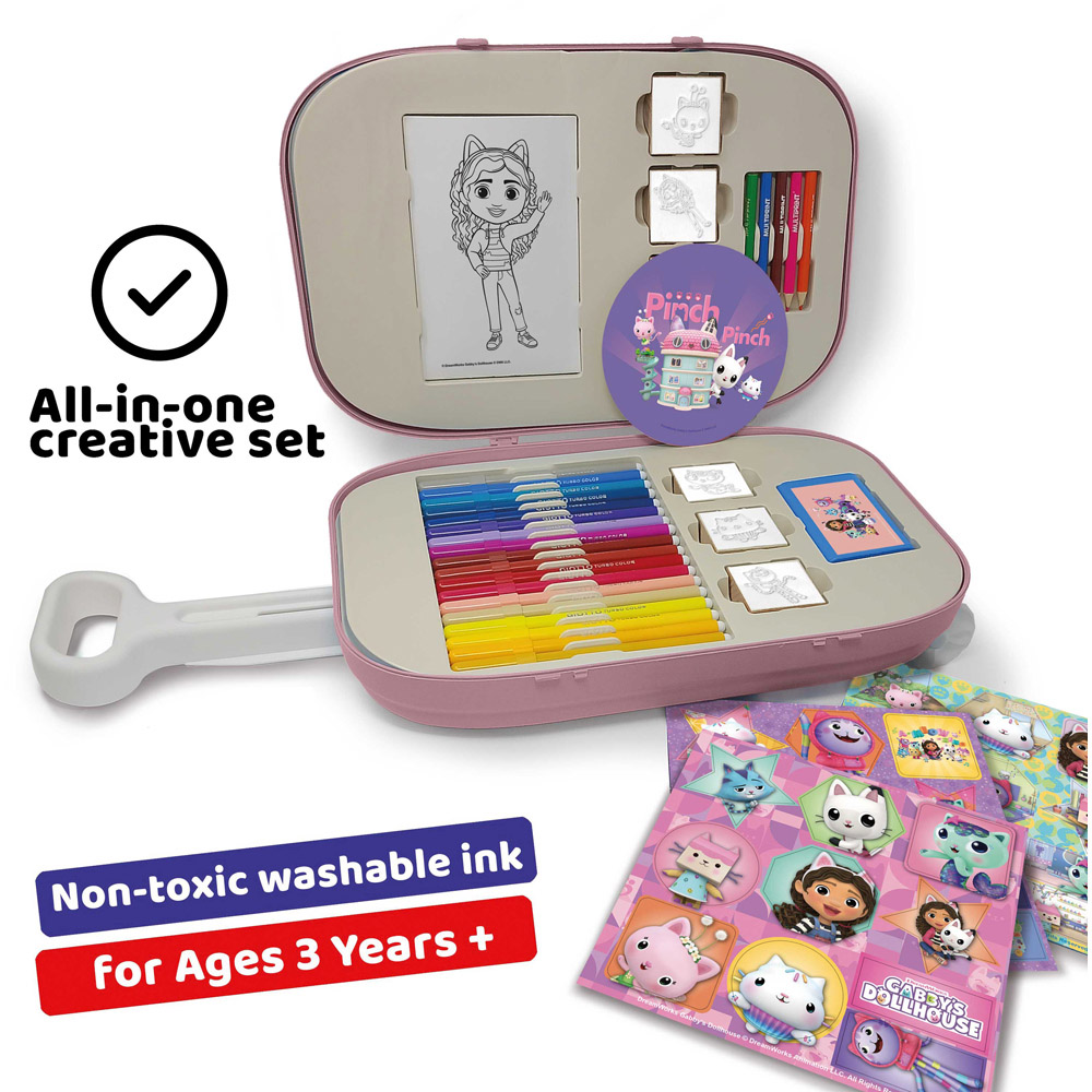 Multiprint Gabbys Dollhouse Kids Colouring and Stamp Trolley Set Image 4