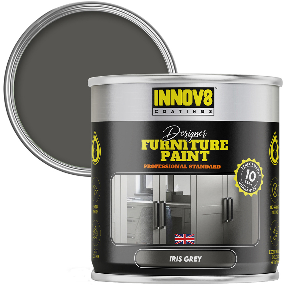 Innov8 Coatings Iris Grey Satin Furniture Paint 750ml Image 1