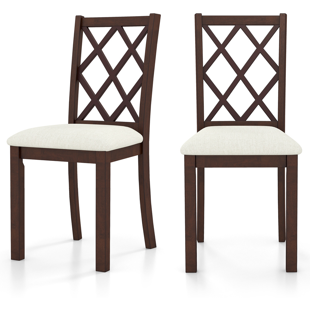 Costway Set of 2 Brown Dining Chairs with Inclined Backrest Image 2